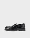 Black, Polished Leather