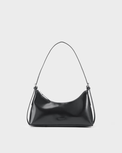 Black, Polished Leather